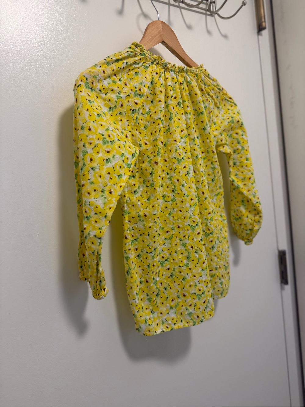 LOFT Yellow Floral Tie-Neck Peasant Top - Picture 5 of 9
